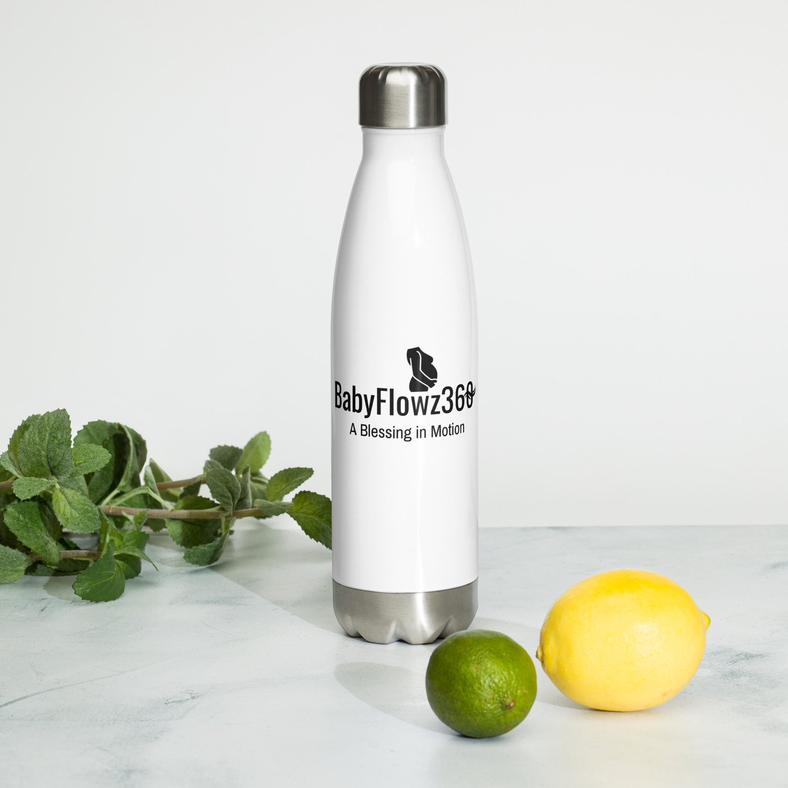 Stainless steel water bottle, Blessing in Motion, B2 - Image 2